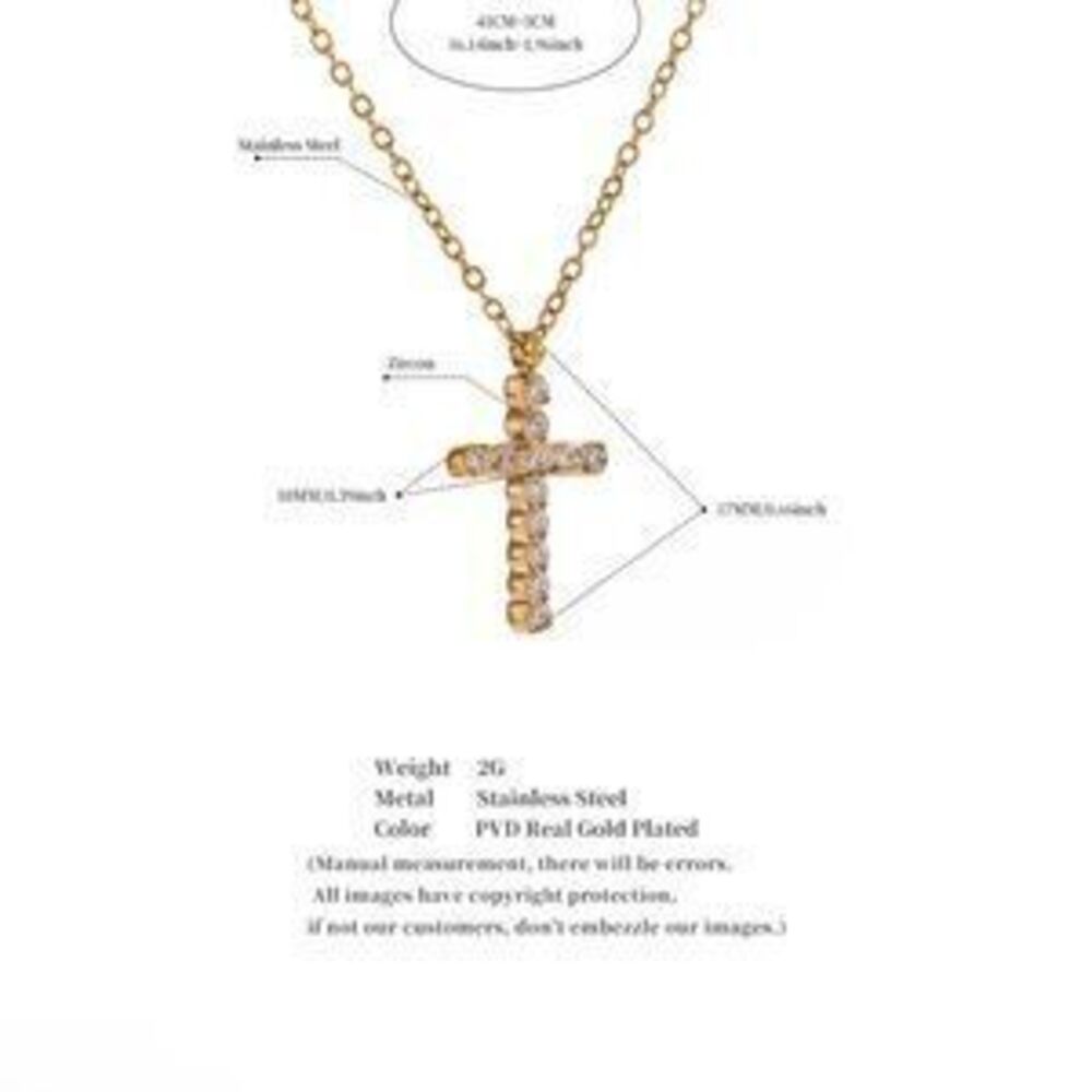 Delicate Cubic Zirconia Cross Pendant Necklace Waterproof Cross Baptism